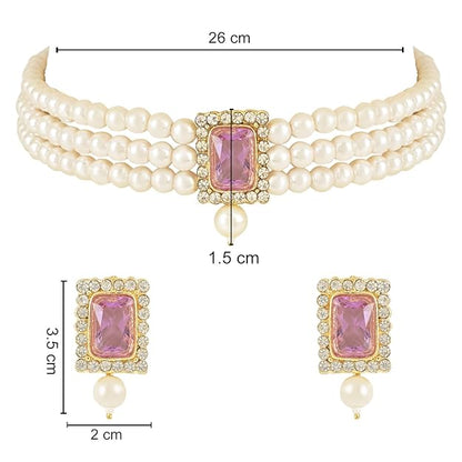 Pearl choker necklace with classic Indian styling