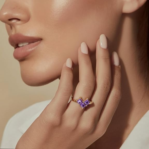 Silver Gold Engagement Ring in 925 Pure Sterling Silver Adjustable Modern Design