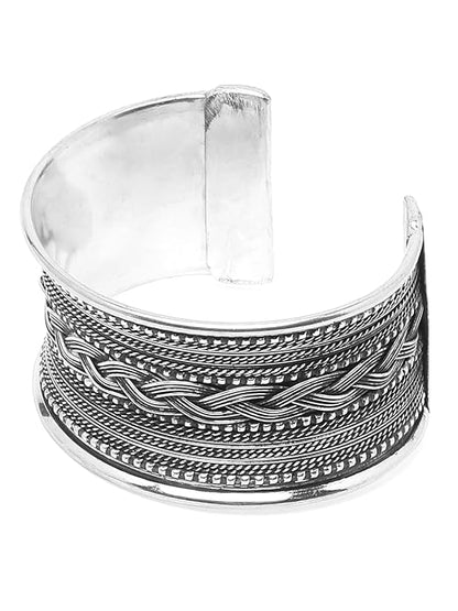 Silver Oxidised Bangles Traditional Cuff Design