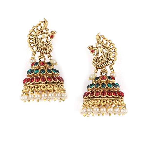 Gold Plated Stylish Traditional Jhumka Earrings