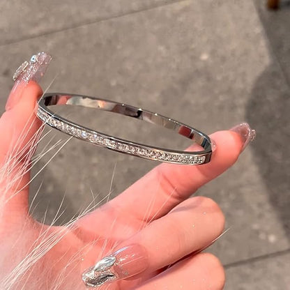 Gold Plated Crystal Cuff Bracelet (Silver)