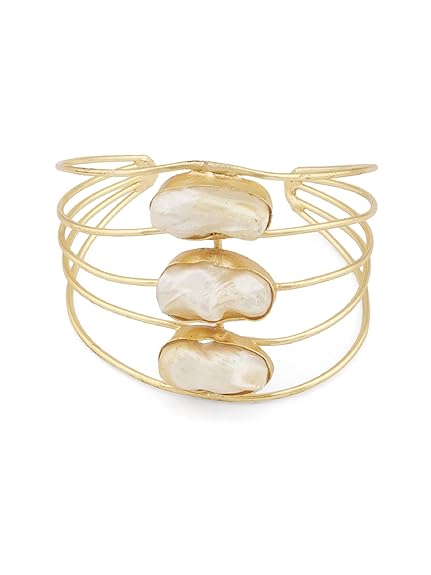 Cuff Bracelet in Gold Tone Contemporary Designer Style for Women