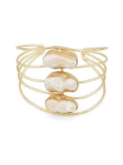 Cuff Bracelet in Gold Tone Contemporary Designer Style for Women
