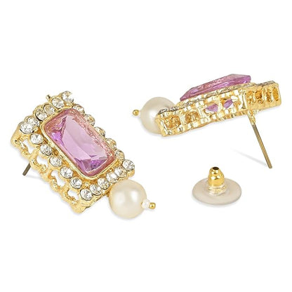 Pearl Choker Necklace in Gold Plated Traditional Stone and Pearl Choker Necklace Jewellery Set for Women