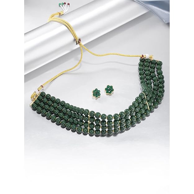 Maharani Necklace in Traditional Maharani Haar Necklace with Earrings Bridal Jewellery Set for Women