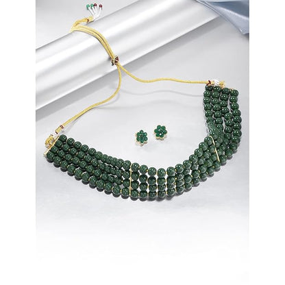 Maharani Necklace in Traditional Maharani Haar Necklace with Earrings Bridal Jewellery Set for Women