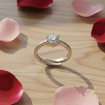 Moissanite Engagement Rings Style in 925 Silver Solitaire Adjustable Design