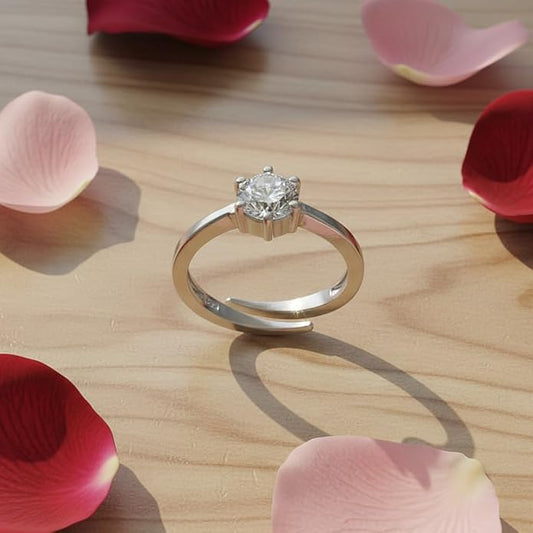 Moissanite Engagement Rings Style in 925 Silver Solitaire Adjustable Design