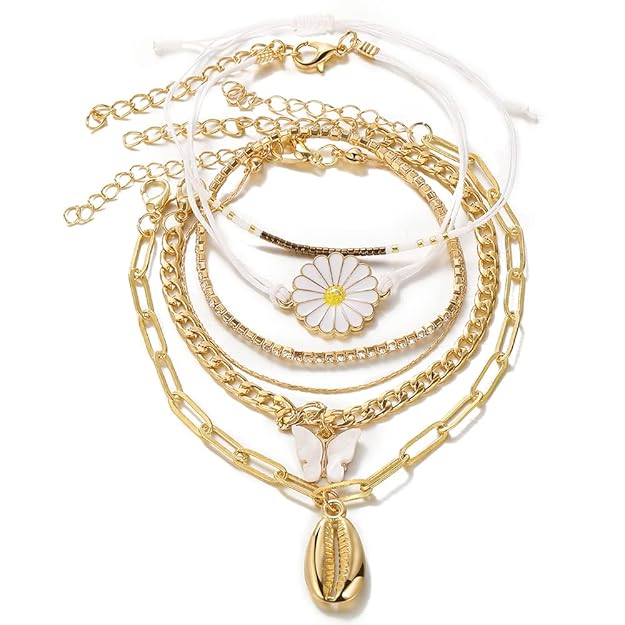 Set of 6 Latest Stylish Multilayer Charm Bracelet for Women and Girls