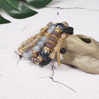 Bohemian Multilayer Crystal Bead Charm Bracelet