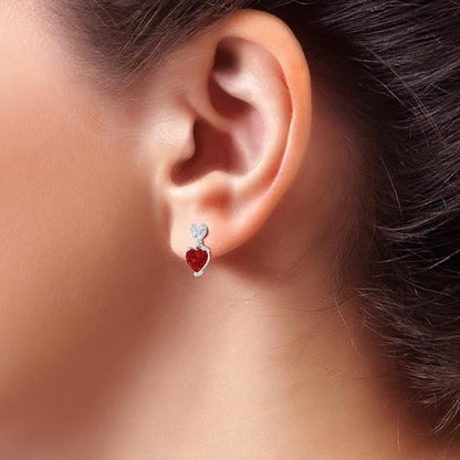 Sterling Silver Dual Heart Gold Dangle Earrings