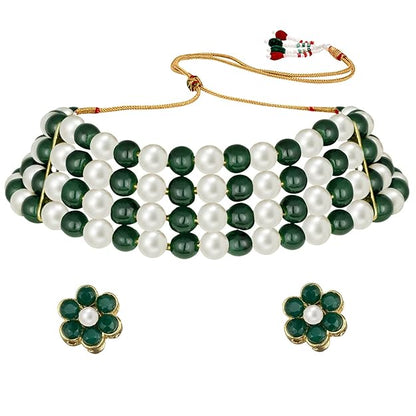 Maharani Necklace in Traditional Maharani Haar Necklace with Earrings Bridal Jewellery Set for Women