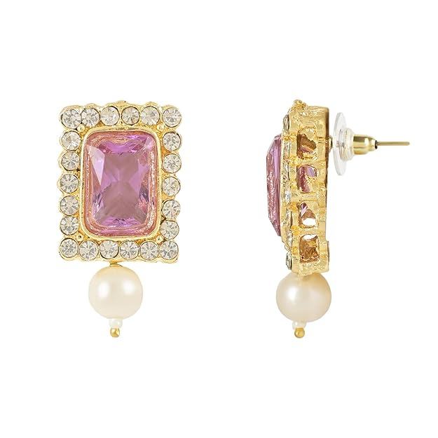 Pearl Choker Necklace in Gold Plated Traditional Stone and Pearl Choker Necklace Jewellery Set for Women