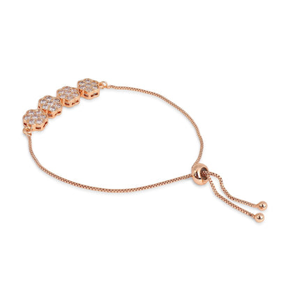 Adjustable Diamond Crystal Rose Gold Charm Bracelet