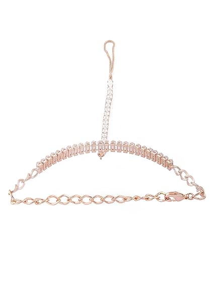 Cubic Zirconia Tennis Bracelet in Rose Gold Dazzling Hand Harness Style