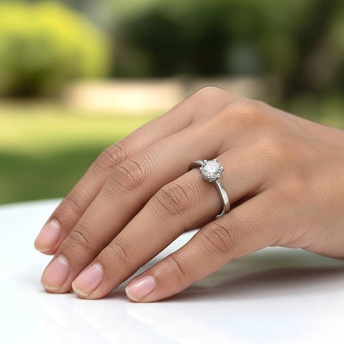 Moissanite Engagement Rings Style in 925 Silver Solitaire Adjustable Design