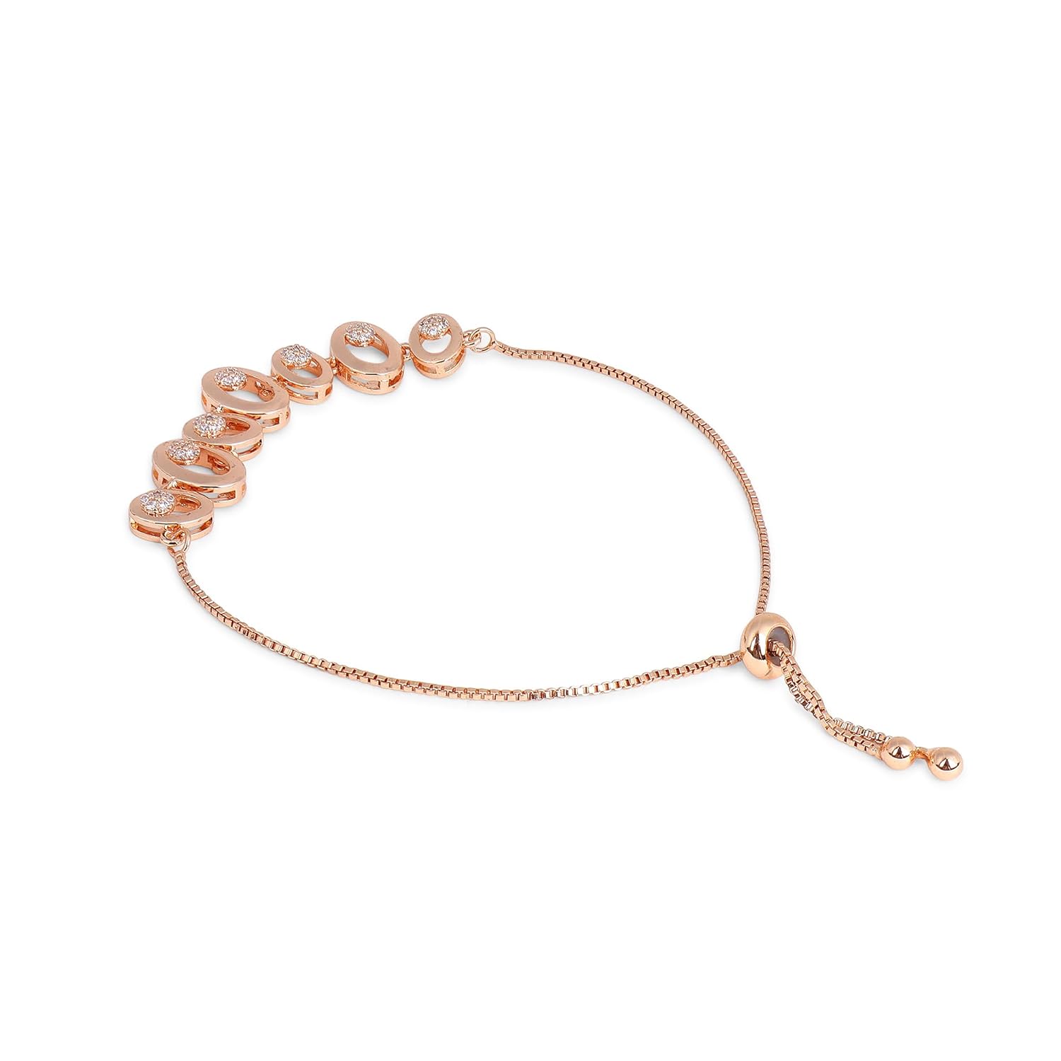Adjustable Diamond Crystal Rose Gold Charm Bracelet