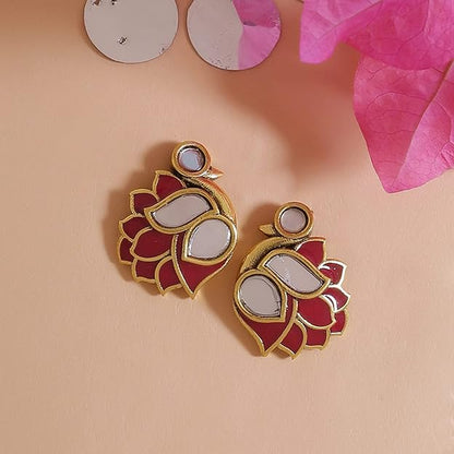 Large Silver Stud Earrings in Bird Motif Traditional Design