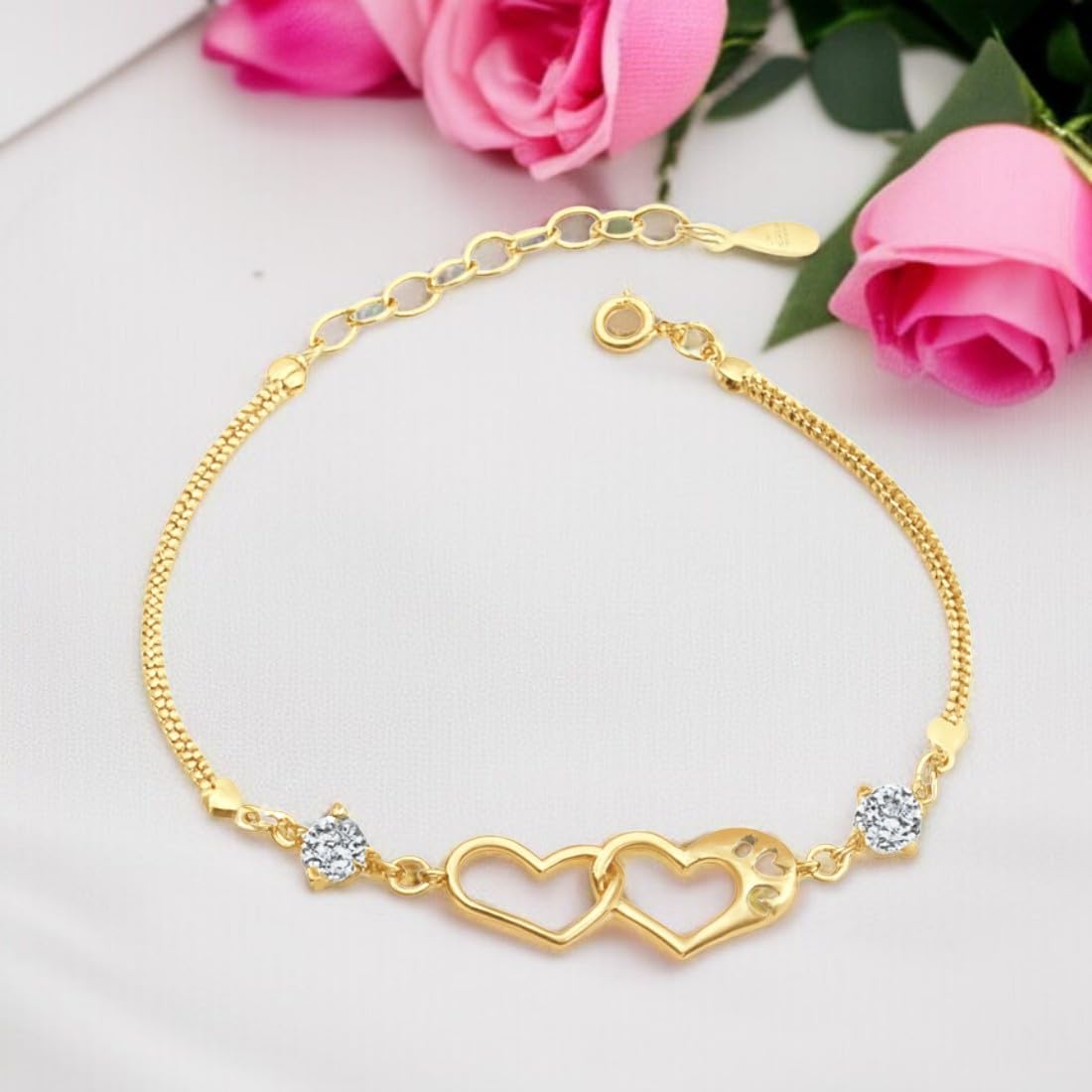 Rose Gold Double Heart Love Bracelet