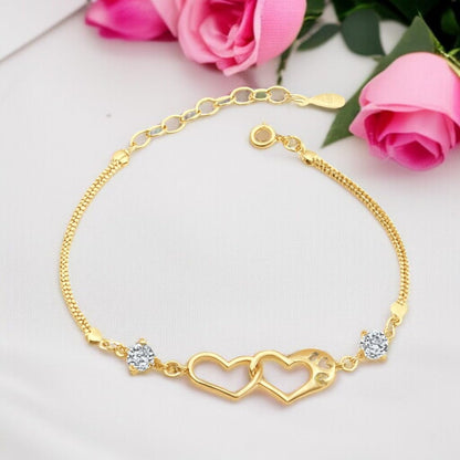 Rose Gold Double Heart Love Bracelet