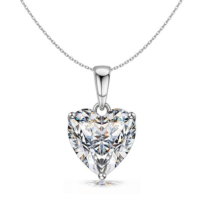 Heart Sterling Silver Necklace with Sparkling Zirconia Solitaire Pendant
