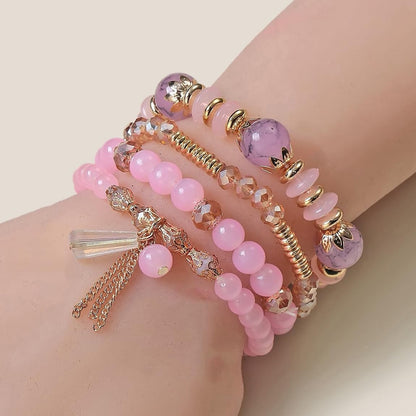Bohemian Multilayer Crystal Bead Charm Bracelet