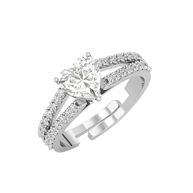 Pure 925 Sterling Silver Solitaire Adjustable Ring for Women