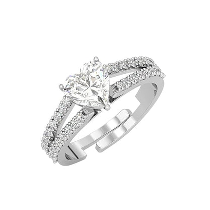 Pure 925 Sterling Silver Solitaire Adjustable Ring for Women