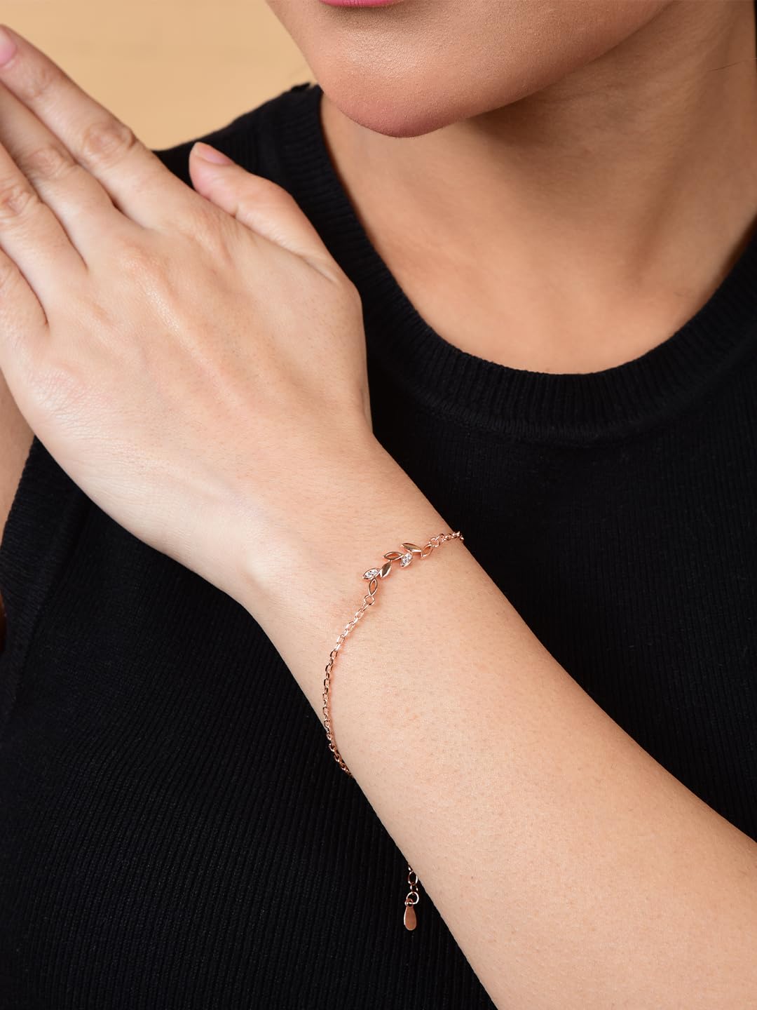 Copper Sterling Silver Plated Charm Bracelet for Women & Girls