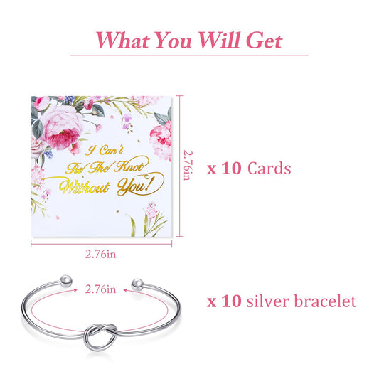 Love Knot Bangle Bracelet Set - Silver - (10 Pcs)