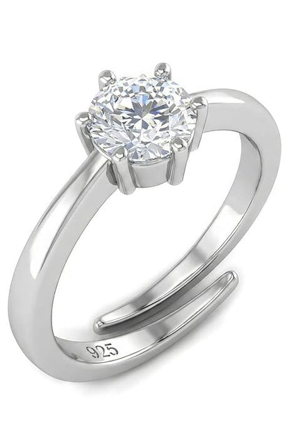 Moissanite Engagement Rings Style in 925 Silver Solitaire Adjustable Design