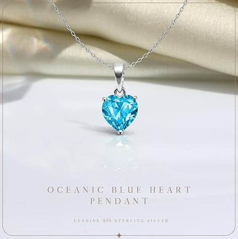 Heart Chain Necklace in 925 Sterling Silver with Diamond Like Brilliance