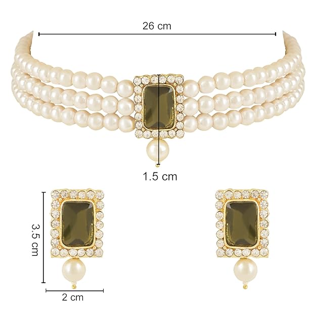 Pearl choker necklace with classic Indian styling