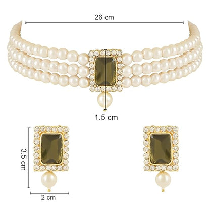 Pearl choker necklace with classic Indian styling