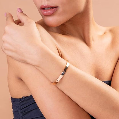 18K Gold Plated Plain Bangle Bracelet - Rose Gold