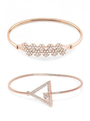 Cubic Zirconia Rose Gold Bracelet For Women (2 Pcs)