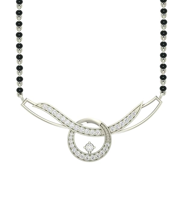Mangalsutra Pendant in 925 Sterling Silver Contemporary Stone Studded Design with Chain and Earrings