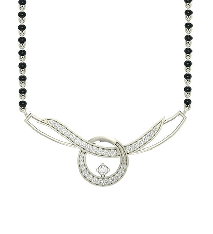 Mangalsutra Pendant in 925 Sterling Silver Contemporary Stone Studded Design with Chain and Earrings