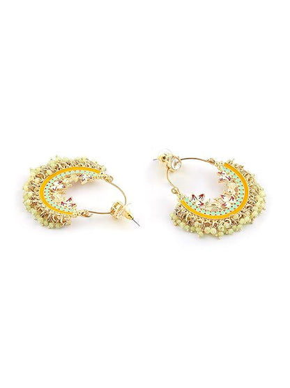 Meenakari Jhumka in Multicolor Meenakari Cluster Beads Drop Chandbali Design