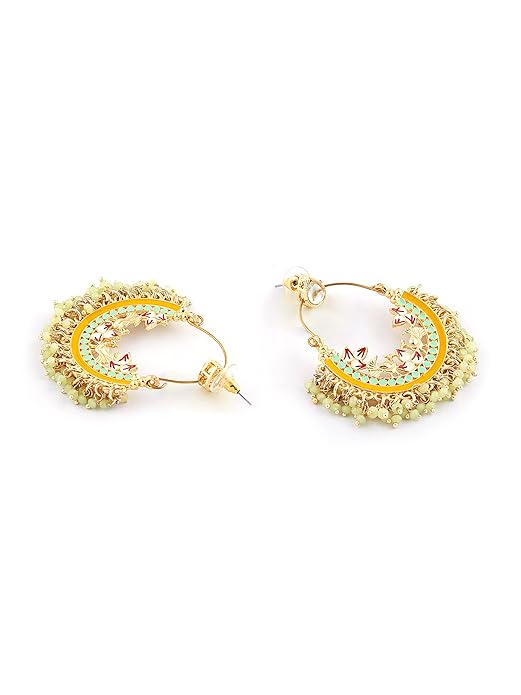 Multicolor Meenakari Chandbali Drop Earrings