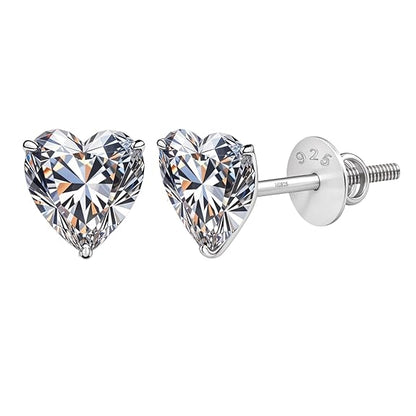 Sterling Silver Heart Cubic Zirconia Stud Earrings