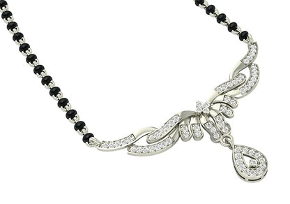 Mangalsutra in Chain in 925 Sterling Silver Contemporary Design with Earrings and Platinum Plating