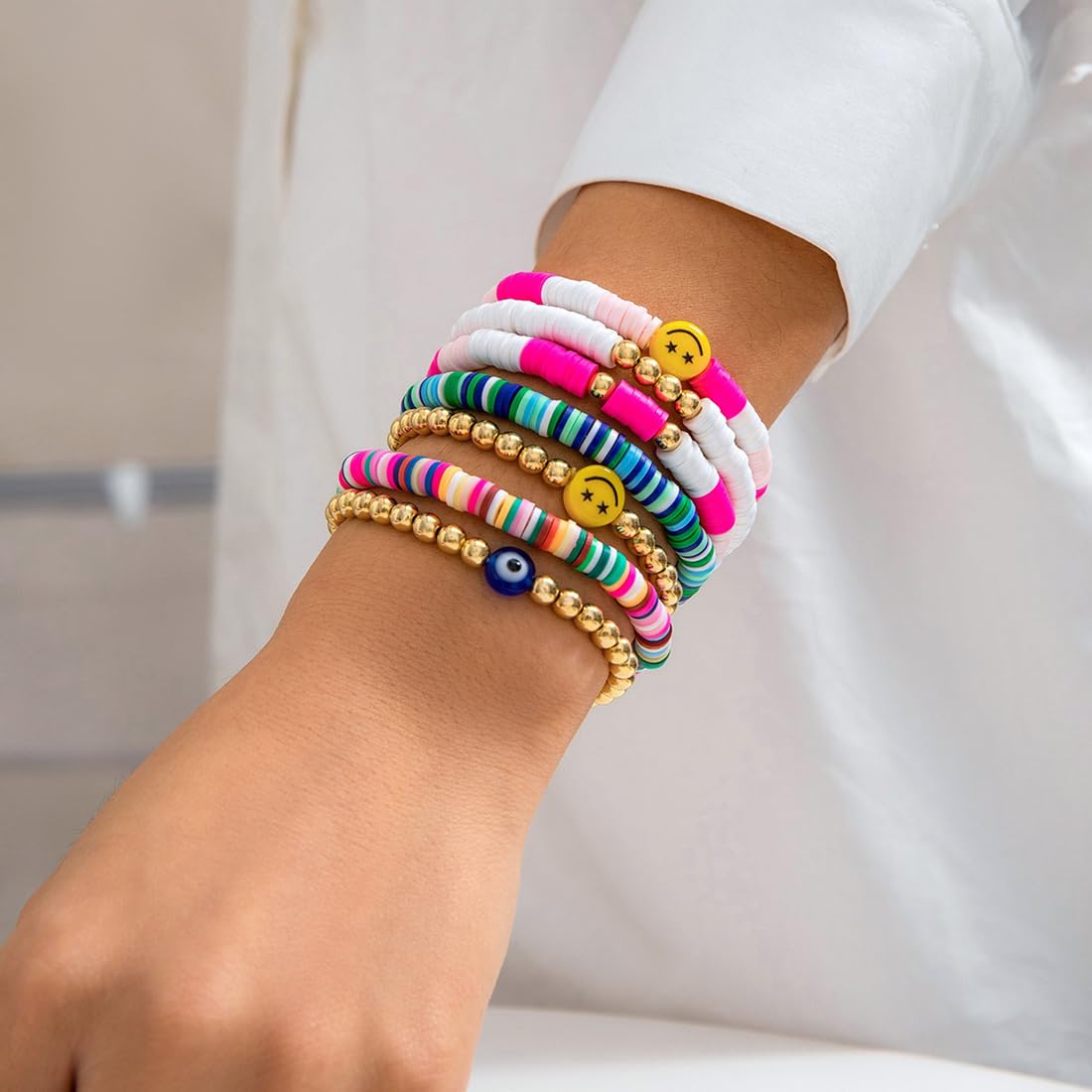 7-Pcs Colorful Beaded Bracelet Set for Friends