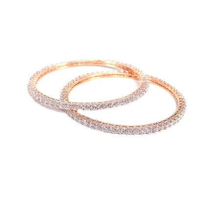 Rose Gold Plated Bracelets CZ Bangle Set