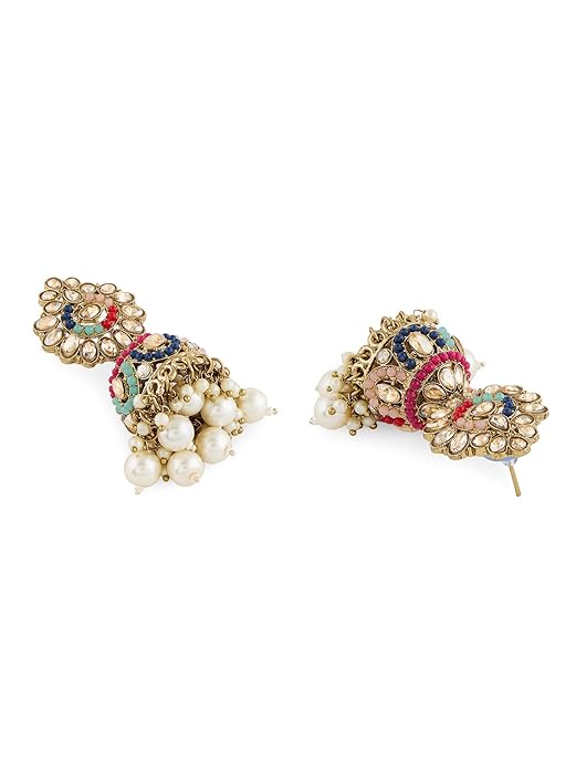 Meenakari Drop Earrings With Mutlicolor Beads