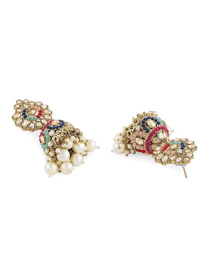 Meenakari Drop Earrings With Mutlicolor Beads
