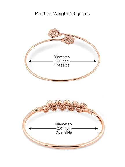 Rose Gold Cubic Zirconia Kada Bracelet (Set of 2)