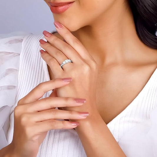 Sterling Silver Zircon Love Ring