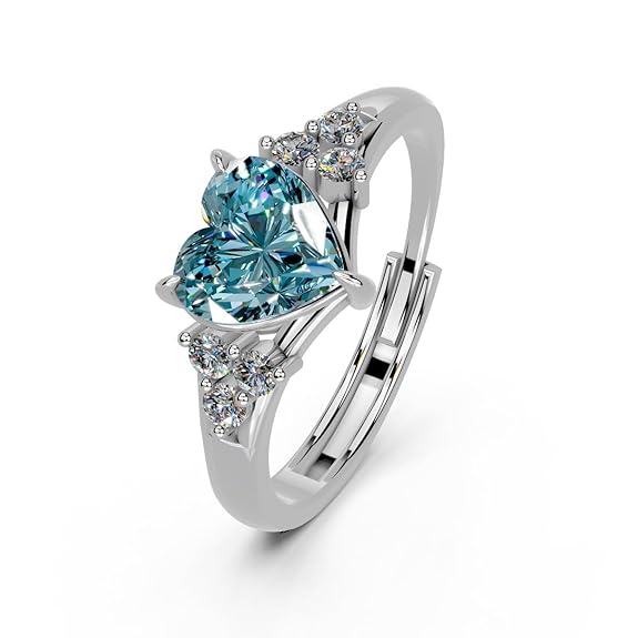 Blue Opal Ring in 925 Pure Sterling Silver Adjustable Modern Design