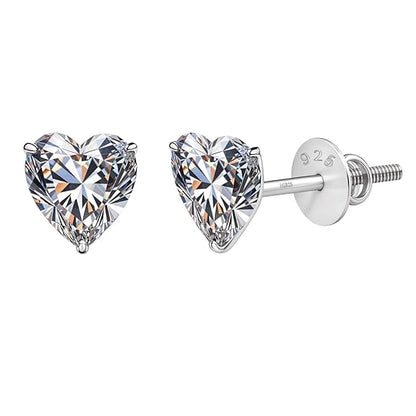 Sterling Silver Heart Cubic Zirconia Stud Earrings
